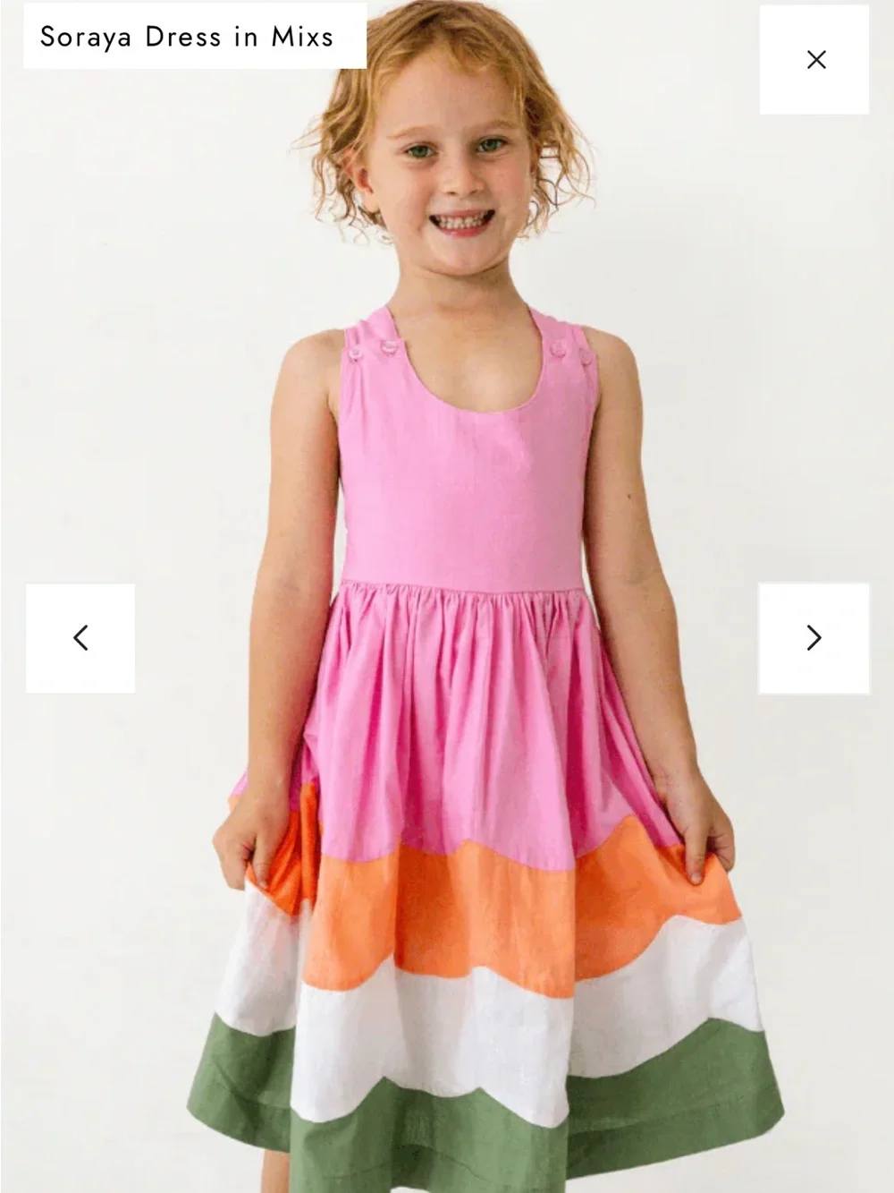 Mini Boden Soraya Mix-Color Tiered Dress - Pink, Orange, White & Green, 5-6Y